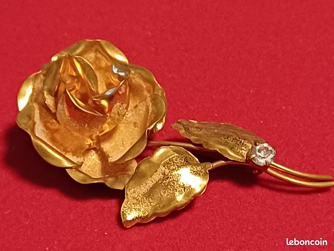 Broche Vintage 'Courage Patrie Moralité' - Bijou En Métal Doré Ou Plaqué Or