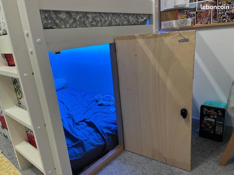 Lit Mezzanine Enfant (90x190) avec Matelas Neuf, Cabane Secrète (image 6)