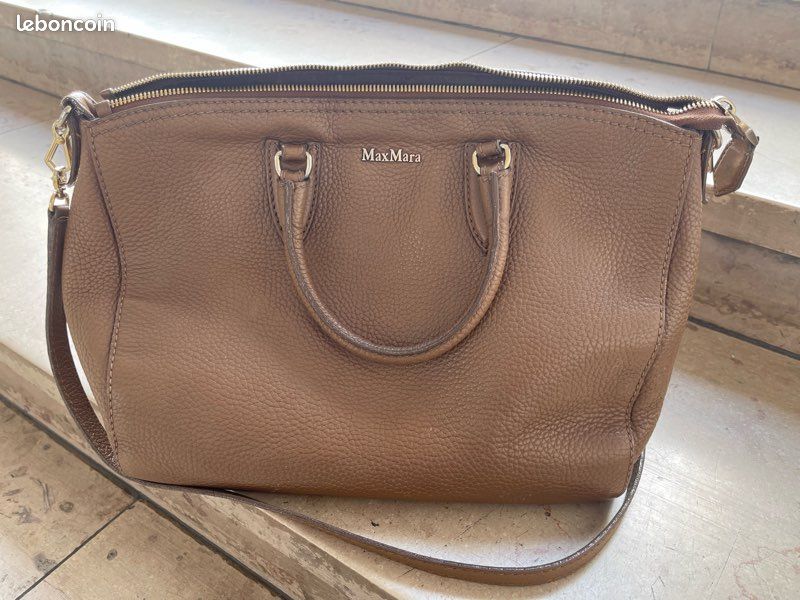 Sac à Bandoulière Max Mara Authentique En Cuir Violet - Taille Moyenne - Occasion Bon état