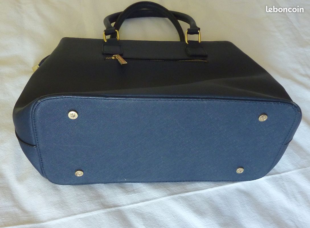 SAC À MAIN GEORGES RECH en vrai cuir - Cartable Noir et Blue avec logo GR EUR 69,90 - FR