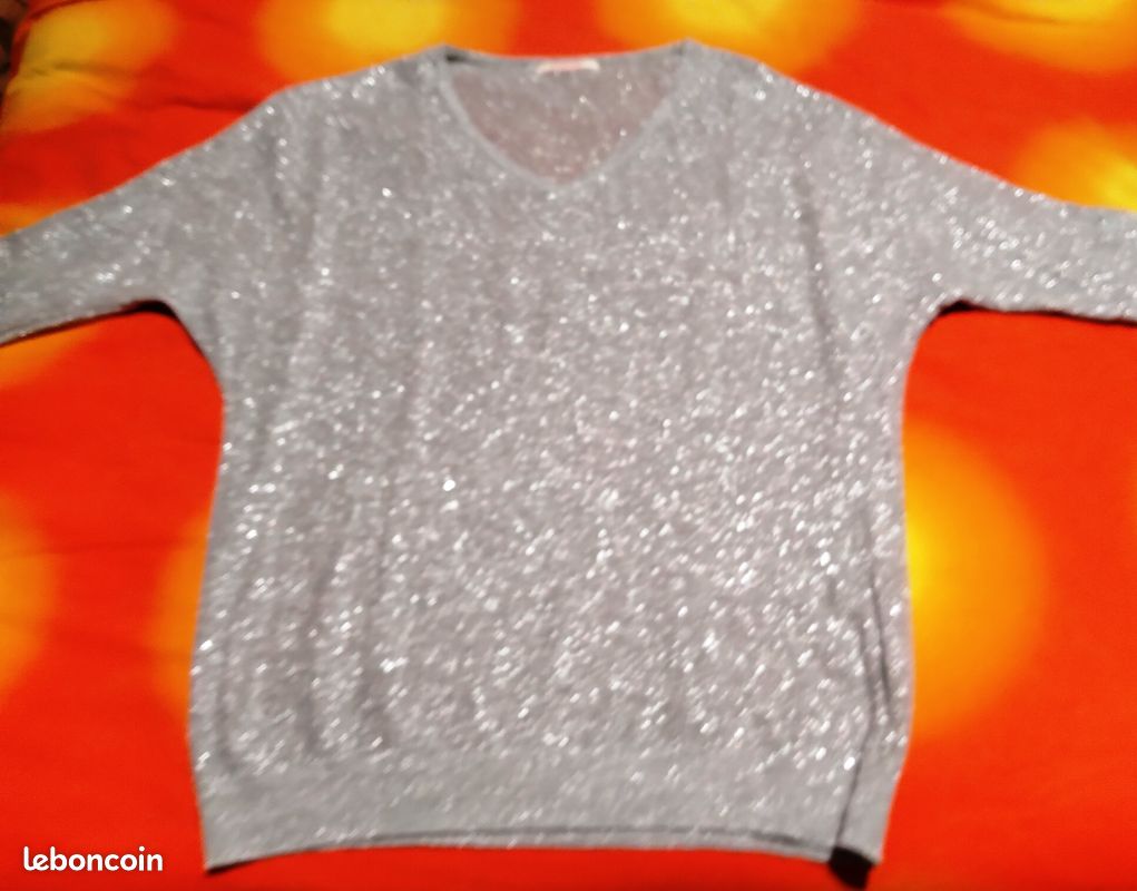 Tunique disco argenté à paillettes pour femme