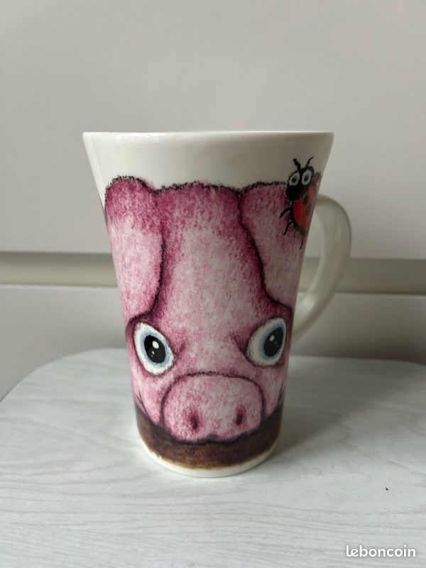 Tasse à café de dessin animé - FDIT - Cochon - Céramique - Avec couvercle et cuillère - Pour