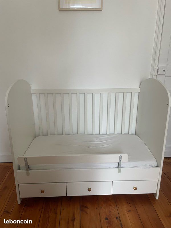 Lit bébé avec tiroir, blanc, 60x120 cm (image 1)