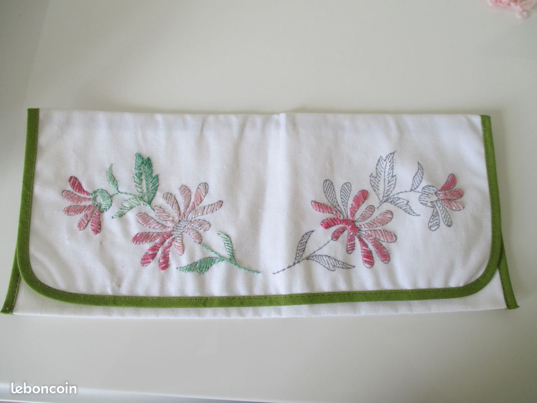 Serviette de table brodée Poulpe rose - Hiyori Boutique