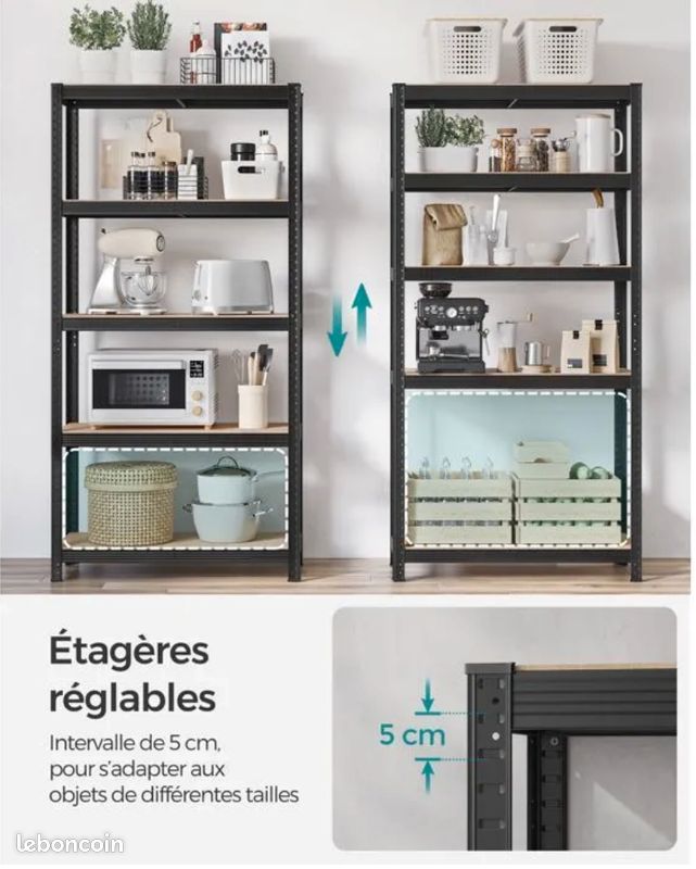 Étagère métallique SONGMICS 5 niveaux – modulable – 90 × 40 × 180 cm (image 3)