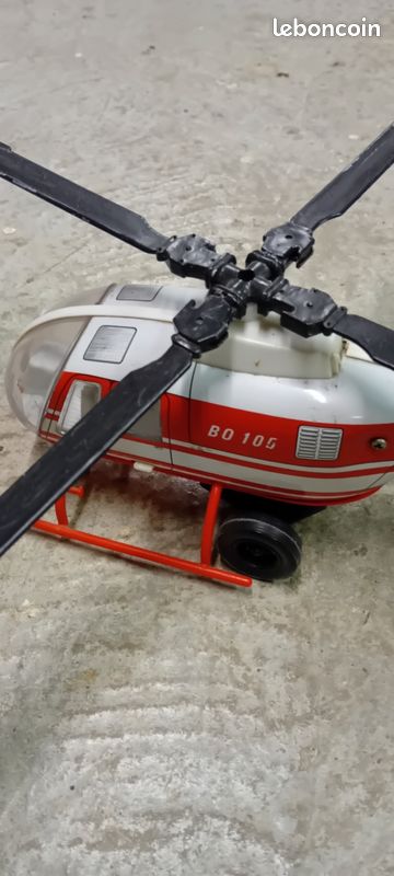 Jouet Ancien Hélicoptère à Friction Joustra 0531 - Tôle Mécanique - Fabriqué En France