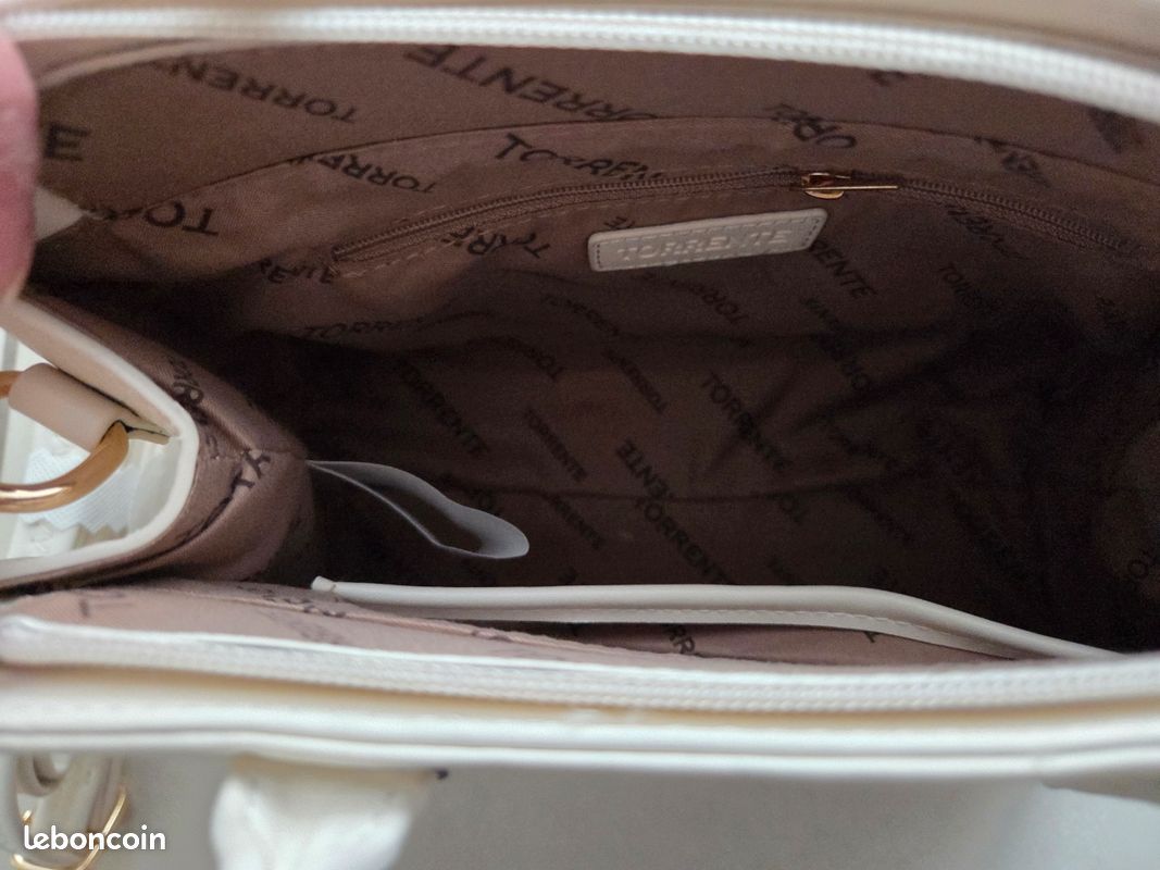 Sac à Main Torrente écru Avec Bandoulière - Sac De Jour Occasion - Taille Moyenne