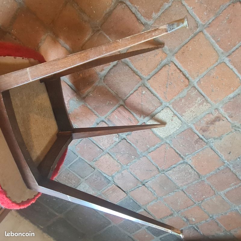Chaise fauteuil tonneau BAUMANN vintage 60's moumoute rouge (image 10)