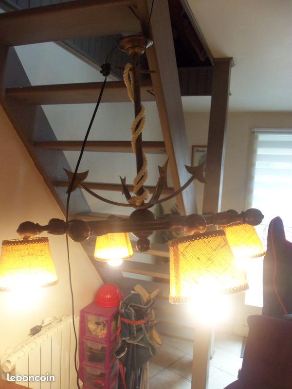 Grand lustre marin bois tourné (image 4)
