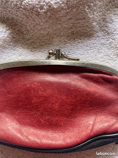 Portemonnaie Vintage En Cuir Noir Avec Détails Métal Ciselé - Occasion En Très Bon état