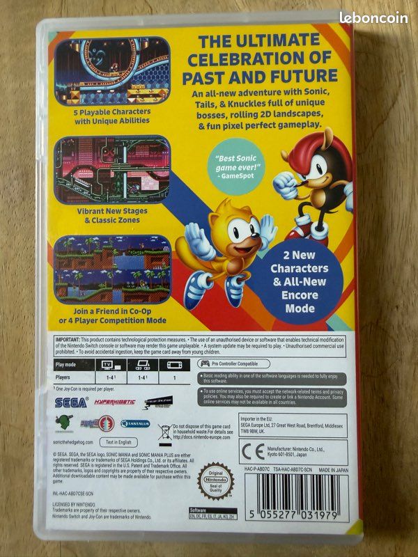 Nintendo Switch Mega Drive edition Jeu vidéo Sonic Mania Plus Sega Pegi 3 (image 2)