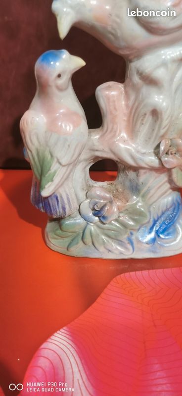 Figurine d'oiseaux rose et bleu en porcelaine (image 2)