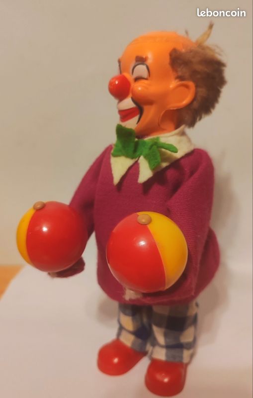 Jouet Ancien Automate Filoguidé Clown Accordéon – Collection Vintage