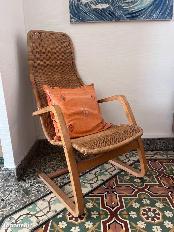 Fauteuil osier IKEA vintage