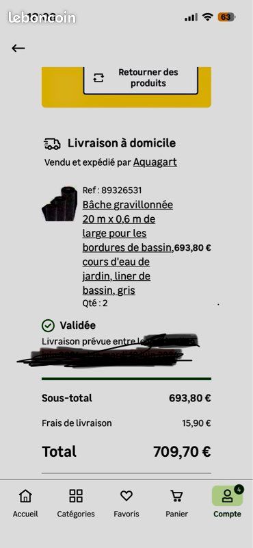 Bâche gravillonnée Aquagart 20 m x 0,60 m (image 5)