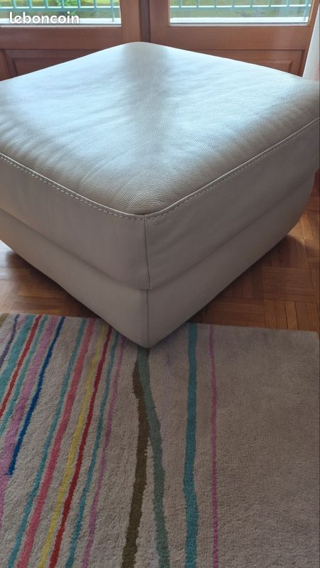 Pouf cuir blanc (image 3)