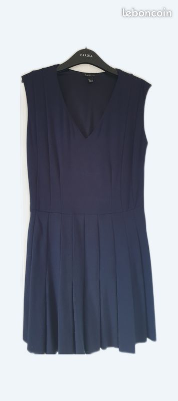 Robe Bleu Marine Mango Taille 38/40 - Style Marin Moulant, En Coton Et Lin, Occasion Impeccable