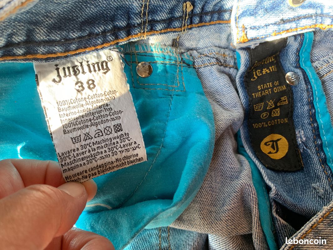 Justing jeans bleu Los Angeles W38 pré-déchiré avec empiècement de tissu (image 12)