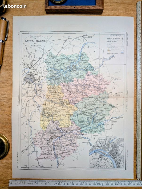 Carte de Seine-et-Marne, imprimée en 1883 (image 1)