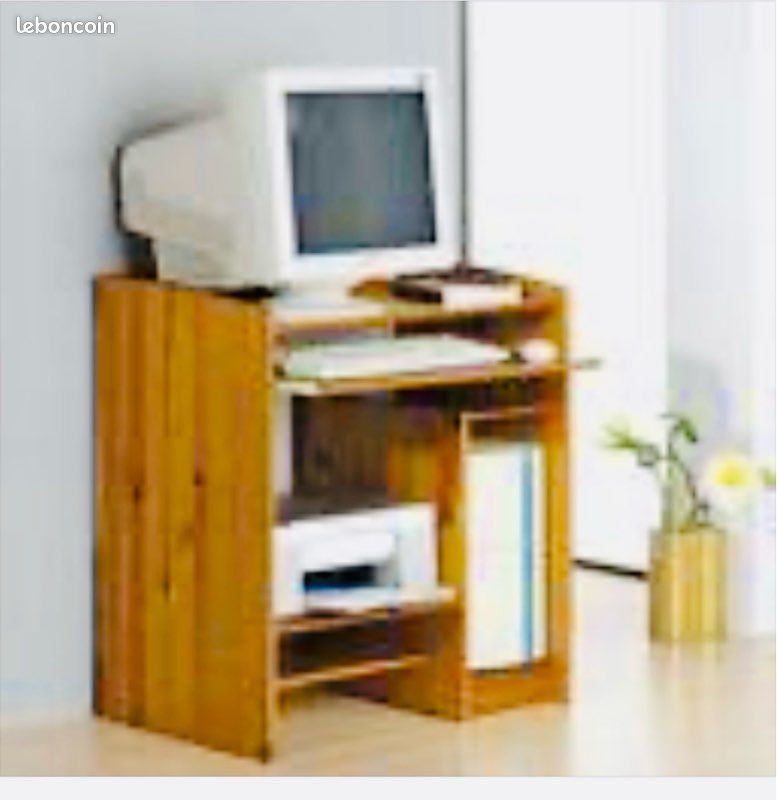 Bureau D’ordinateur Bois Et Métal – Marron – Polyvalent