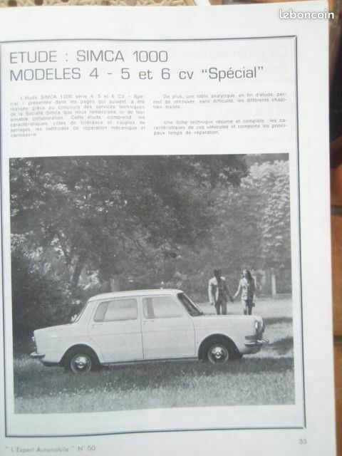 Revue Technique Automobile SIMCA 1000 (4, 5 et 6 cv Spécial) n°50 de 12/1969 (image 2)