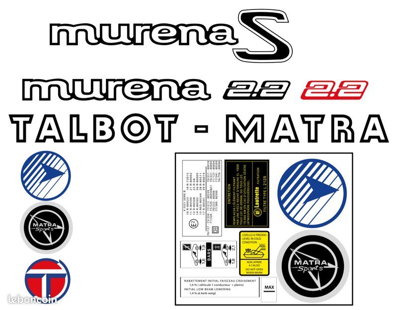 Autocollant équipement Moteur MATRA TALBOT RANCHO - Neuf En Emballage - Pièce Classique