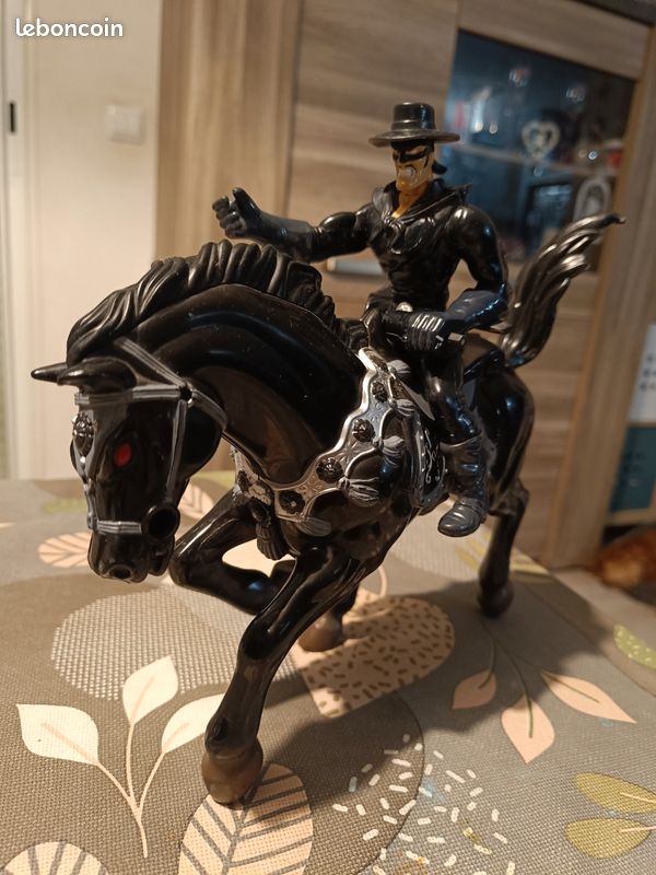 Figurines Papo Zorro Et Son Cheval Tornado – édition 2000, Très Bon état, Pour Collection