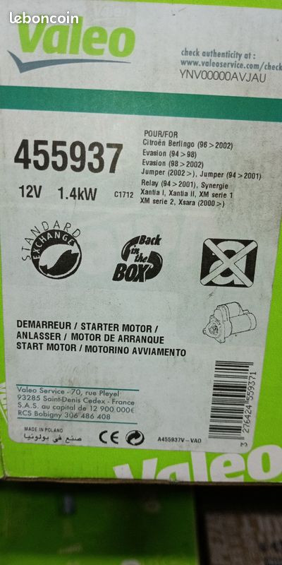 Frankberg Démarreur Compatible Citroën BX, Evasion, Jumper, Xantia, Xsara, ZX Et Peugeot - Réf 95656487
