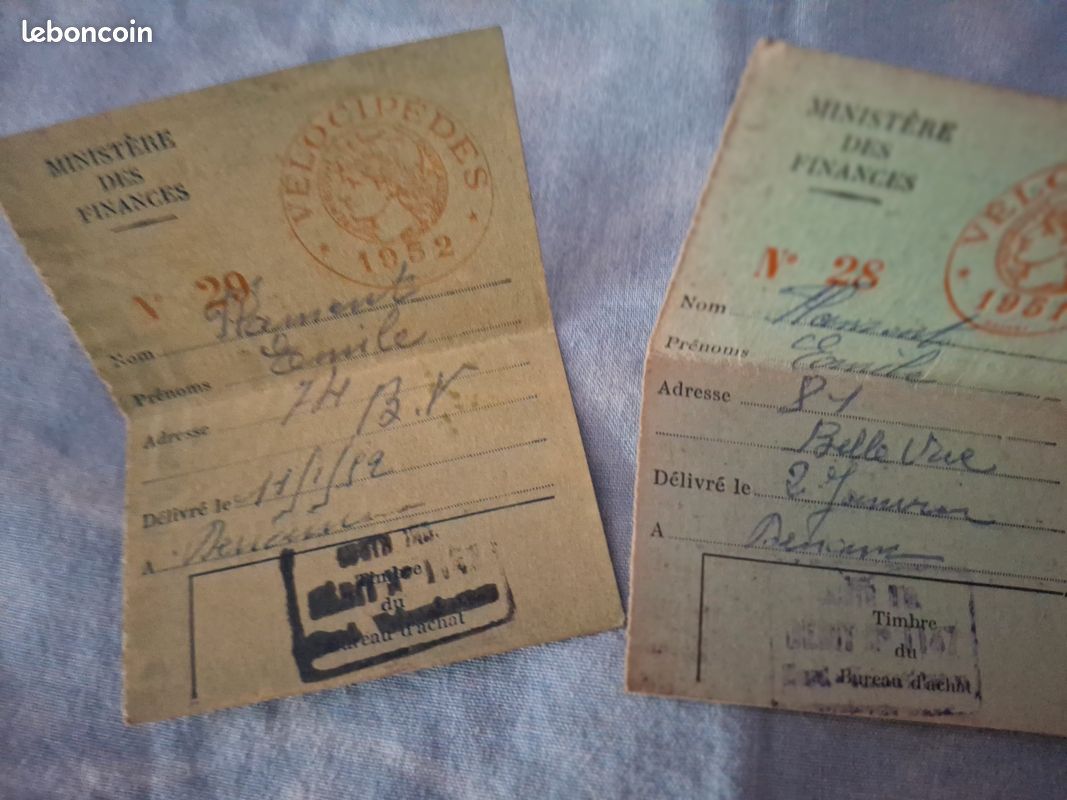 ANNÉE 1938 - PLAQUE FISCALE DE VÉLO - EN ALUMINIUM