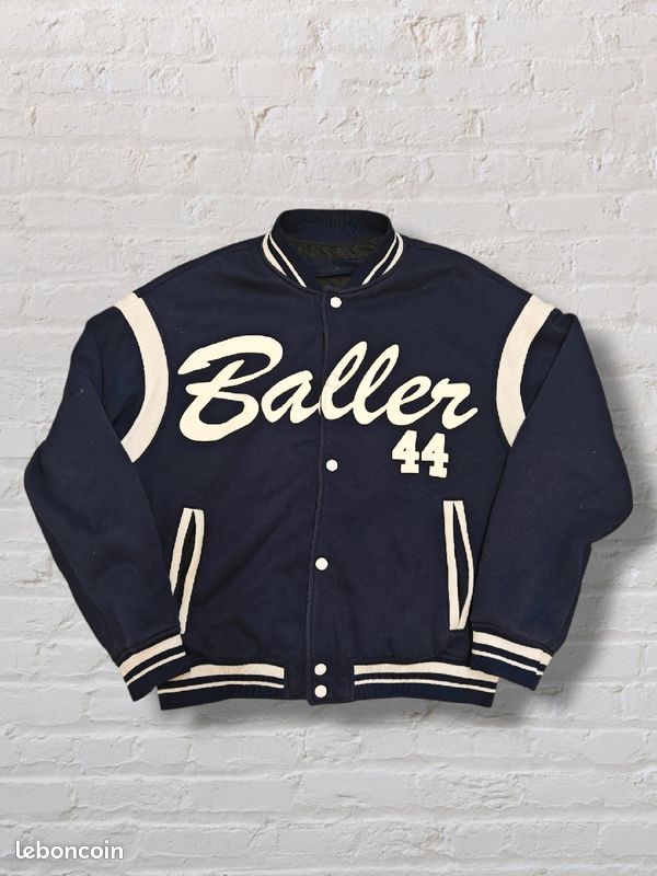 Veste teddy universitaire homme bleu marine taille S Vêtements