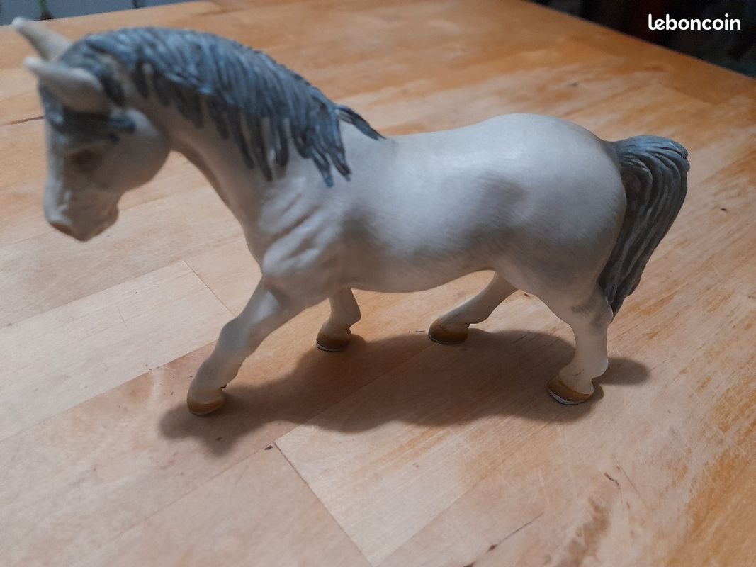 Cheval gris Schleich Germany crinière et queue grise TBE (image 2)