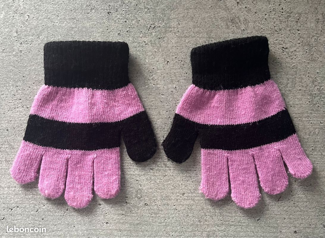 Gants enfants violet et noir taille 2/4 ans Neuf (image 2)