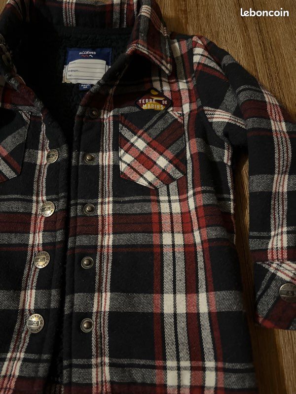 Veste à carreaux bleu garçon T 3 ans Terre de marins (image 5)