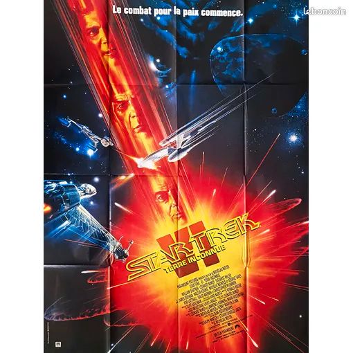 Star Trek 6 : Terre Inconnue (The Undiscovered Country) - Affiche De Cinéma Pliée - Format 120x160 Cm - De Nicholas Meyer Avec William Shatner, Leonard Nimoy - 1991 (image 1)