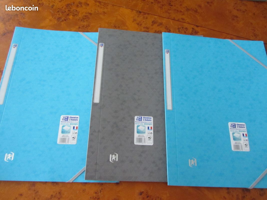 Lot de 3 chemises Oxford cartonnées à rabats et élastiques (image 1)
