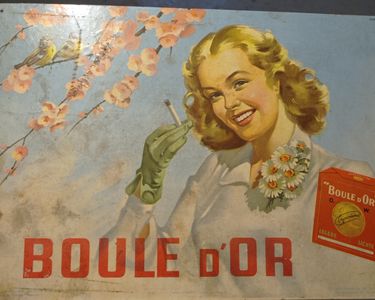 boule d'or cigarette old porcelain / enamel sign Boule d'or ultra advert display