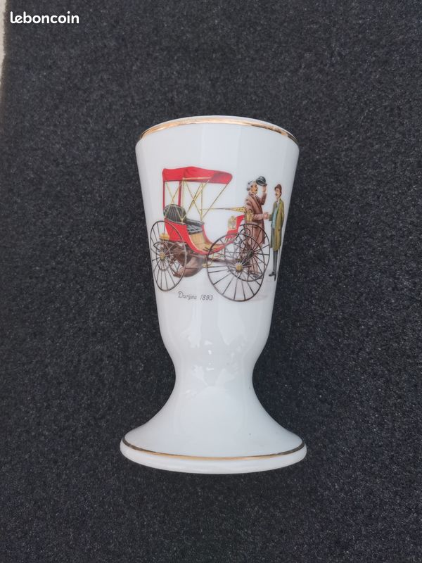 Mazagran ancien porcelaine - Voiture ancienne "Duryea 1893" - liseret doré (vintage) (image 3)