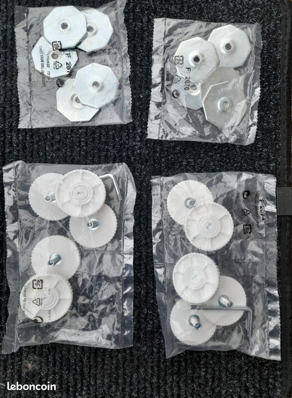 Lot de 10 pieds réglables à visser blancs pour meubles ikea (image 1)