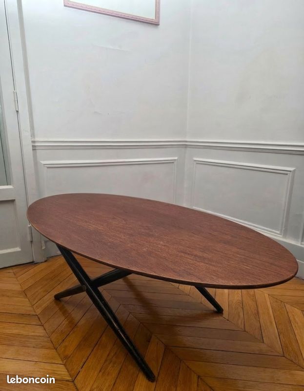 Très rare - Table basse design scandinave vintage, modèle "Ovalette" par Ilmari Tapiovaara – Années 50/60 (image 3)