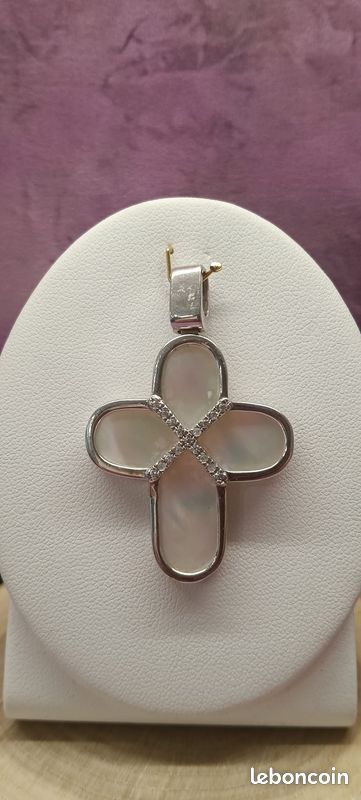 Pendentif Nacre Avec Bélière En Or 750/1000 (18 Carats) - Bijou Neuf Avec étiquettes