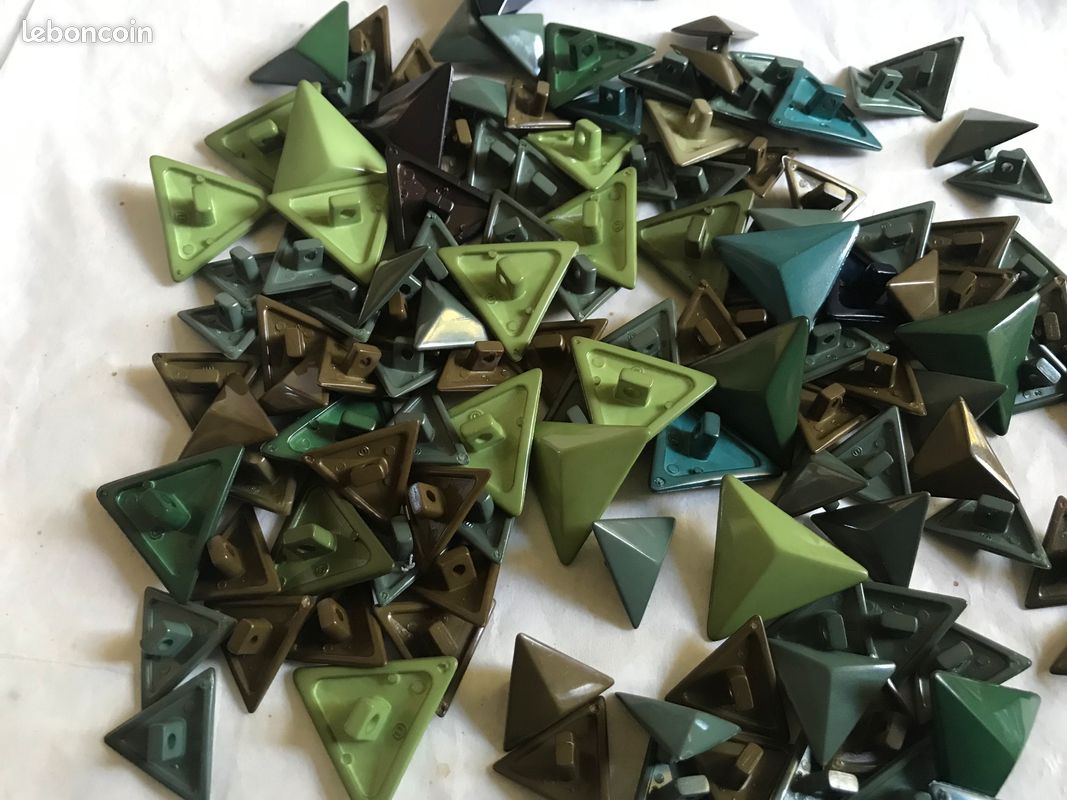 Lot De 6 Boutons Ronds Vintage Vert Moiré - 30mm, 2 Trous, Plastique - Occasion