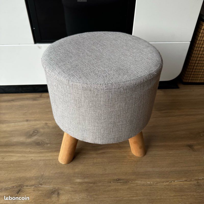 Petit tabouret pouf gris (image 1)