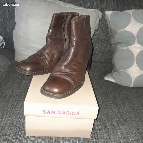 Bottes Pointues San Marina Paris Taille 40 – Occasion En Cuir, Style Vintage, état Convenable