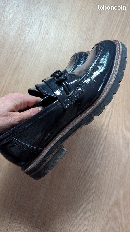 Vernis Mocassin Cuir Bleu Marine Femme Derbies Discount Derbies