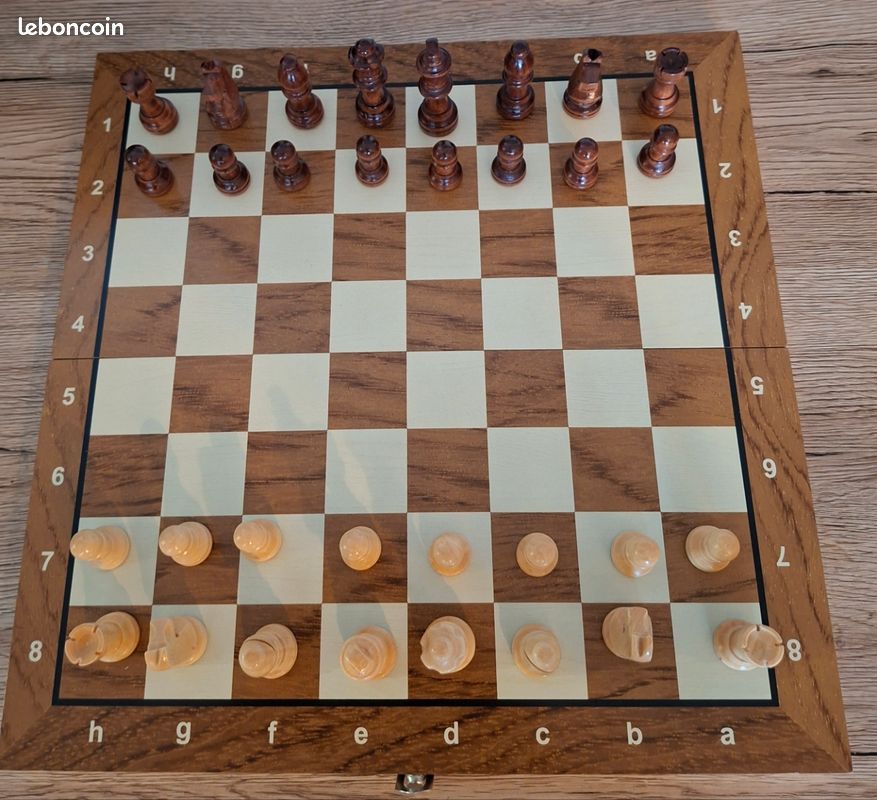 ♟Magnifique jeu d’Échecs magnétiques + Dames Complet en Bois Pliant – Grand Format 34 cm – Neuf (image 2)
