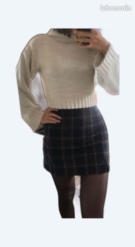 Jupe courte à rayure bleu marine sexy (image 1)