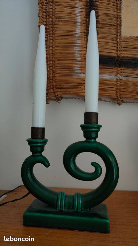 Paire de lampe vintaige Art déco en céramique et verre 1920/1930 (image 3)