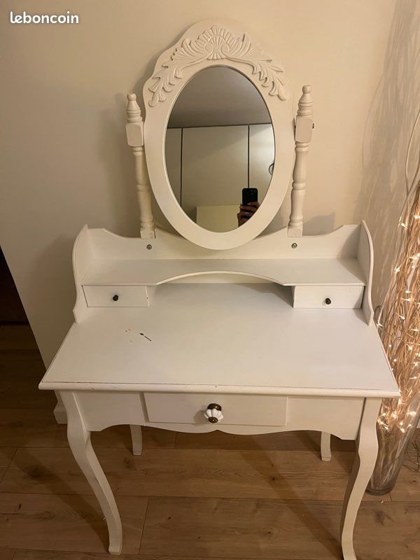 Jolie Coiffeuse blanche et son tabouret (image 5)