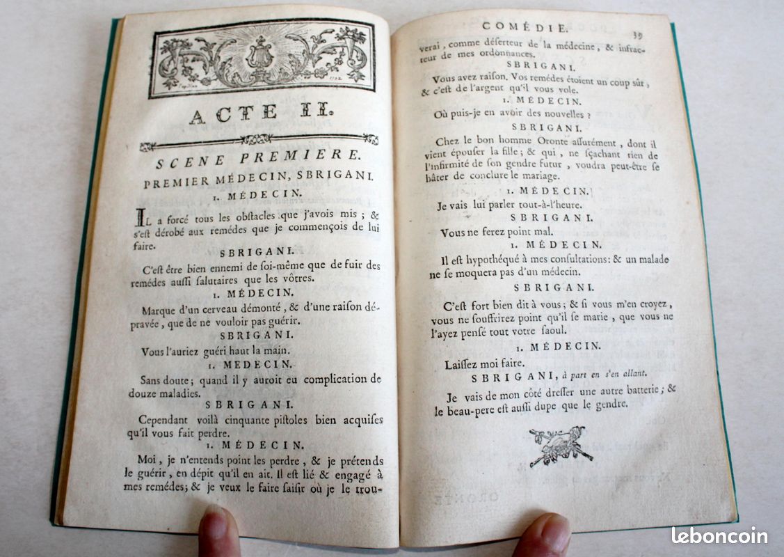 RARE POURCEAUGNAC COMEDIE BALLET EN 3 ACTES ET EN PROSE de MOLIERE NOUVELLE EDITion 1775 (image 2)