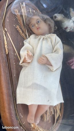 Jésus En Cire Pour Crèche, 21 Cm, époque Napoléon III, Yeux En Sulfure Bleus